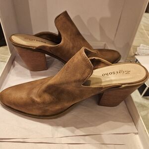 Womens 10 heel boot brown Zigisoho mule block heels western